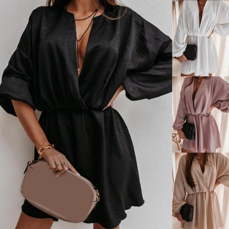 Casual Dresses Sexy Women Dress Short Sleeve V Neck Loose Cross Collar For Party Elegant Ladies Women's Clothing 2022, Black;gray
Casual Dresses Sexy Women Dress Short Sleeve V Neck Loose Cross Collar For Party Elegant Ladies Women's Clothing 2022, Black;gray
