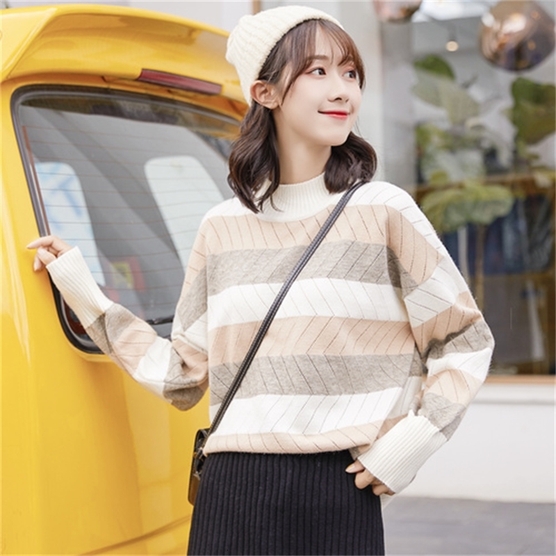 Spring Stripes Ladys Neck Long Casual Sleeve Knit Female Tops Thick Sweater Nm2p, Beige
Spring Stripes Ladys Neck Long Casual Sleeve Knit Female Tops Thick Sweater Nm2p, Beige