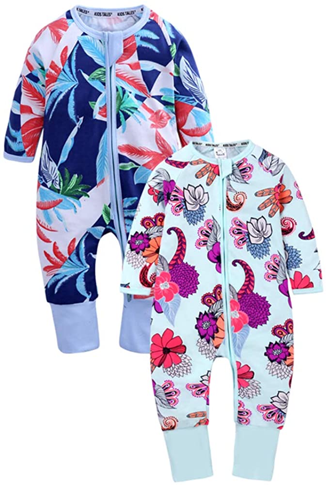 Infant Baby Rompers Striped Footed Handed Pajama Sleeper Zipper Romper Newborn Baby Clothes