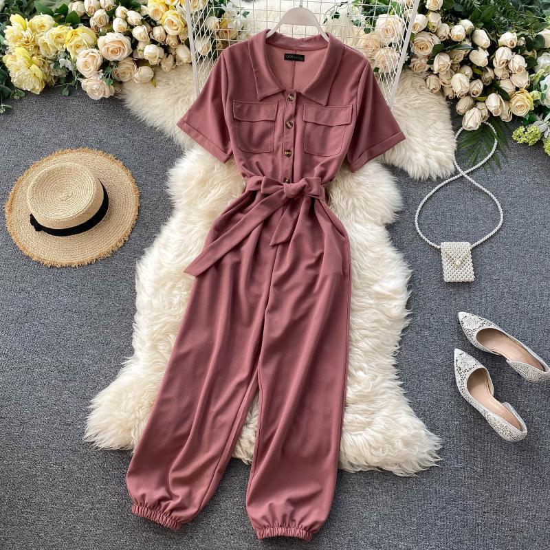 SINGRAIN Women Summer Simple Solid Long Rompers Casual Short Sleeve Sashes Overalls Fashion Retro Streetwear Wide Leg Rompers, Khaki
SINGRAIN Women Summer Simple Solid Long Rompers Casual Short Sleeve Sashes Overalls Fashion Retro Streetwear Wide Leg Rompers, Khaki