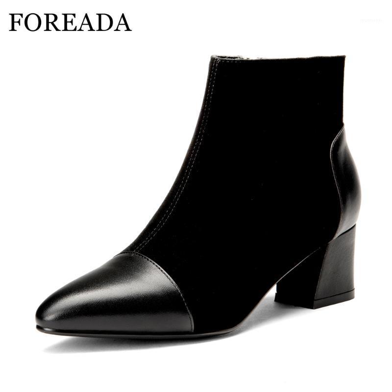 FOREADA Women Boots Winter Pointed Toe Kid Suede Leather Ankle Boots Zipper Thick Heel Real Leather Short Fall Shoes Black1, Black velvet lini5cm
FOREADA Women Boots Winter Pointed Toe Kid Suede Leather Ankle Boots Zipper Thick Heel Real Leather Short Fall Shoes Black1, Black velvet lini5cm
