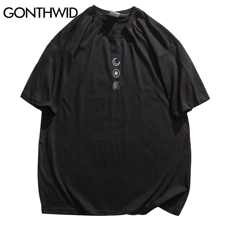 Embroidery Moon Sun Planet Tees Shirts Streetwear Hip Hop Harajuku Casual Short Sleeve Tshirts Mens 2020 Fashion Tops, Black
Embroidery Moon Sun Planet Tees Shirts Streetwear Hip Hop Harajuku Casual Short Sleeve Tshirts Mens 2020 Fashion Tops, Black