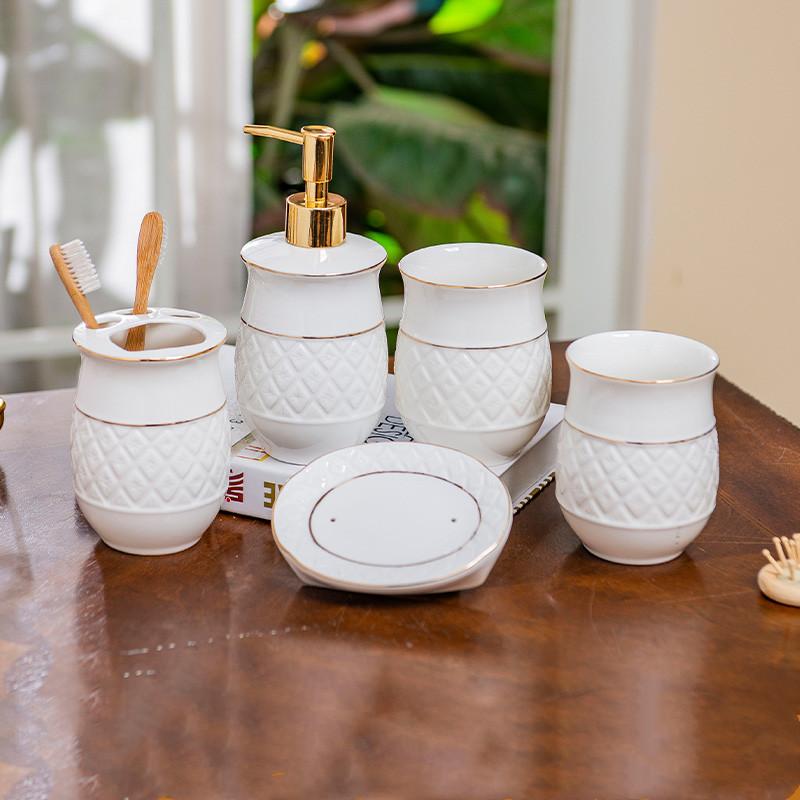Bathroom Accessories Set Ceramic Lotion Dispener Soap Dish Mouth Cup Toothbrush Holder Toilet Kithen Supplier
Bathroom Accessories Set Ceramic Lotion Dispener Soap Dish Mouth Cup Toothbrush Holder Toilet Kithen Supplier