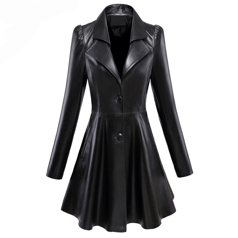 Nerazzurri Fit and flare faux leather coat notched lapel long puff sleeve Skirted black plus size red black light leather blazer 201226