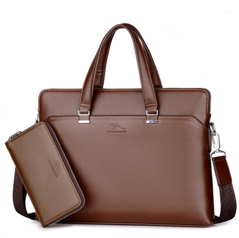 Lawyer Briefcase Waterproof Briefcase Leather Laptop Bag Men1, Black