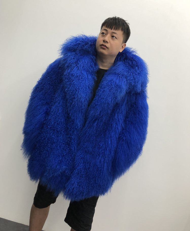 Men's real mongolian sheep fur coat hooded warm winter outerwear lapel beach wool fur overcoat long sleeve Jacket LJ201030