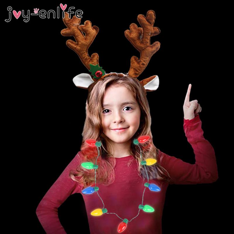 Christmas decorations LED light up Christmas Bulb Necklace Reindeer Xmas Headband Navidad New year Novelty gifts for kids adult
Christmas decorations LED light up Christmas Bulb Necklace Reindeer Xmas Headband Navidad New year Novelty gifts for kids adult