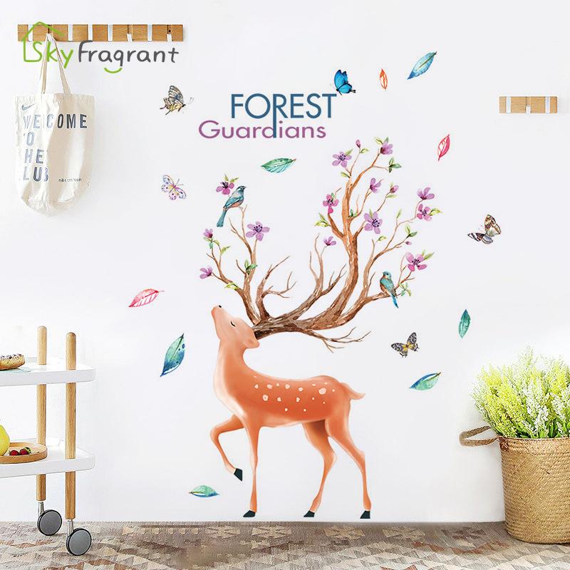Nordic elk flowers living room wall stickers self-adhesive bedroom wall decor poster sticker home decor room entrance decoration
Nordic elk flowers living room wall stickers self-adhesive bedroom wall decor poster sticker home decor room entrance decoration
