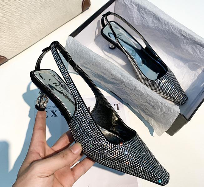 New square toe shiny diamond surface rhinestone heel mid-heel sandals women's back strap full diamond all-match banquet shoes luxury designer with original, Black
New square toe shiny diamond surface rhinestone heel mid-heel sandals women's back strap full diamond all-match banquet shoes luxury designer with original, Black
