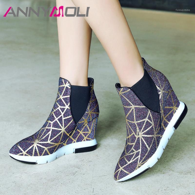ANNYMOLI Women Boots Fall Ankle Boots Luxury Glitter Wedges High Heel Short Mixed Colors Pointed Toe Shoes Female Size 391, Black
ANNYMOLI Women Boots Fall Ankle Boots Luxury Glitter Wedges High Heel Short Mixed Colors Pointed Toe Shoes Female Size 391, Black