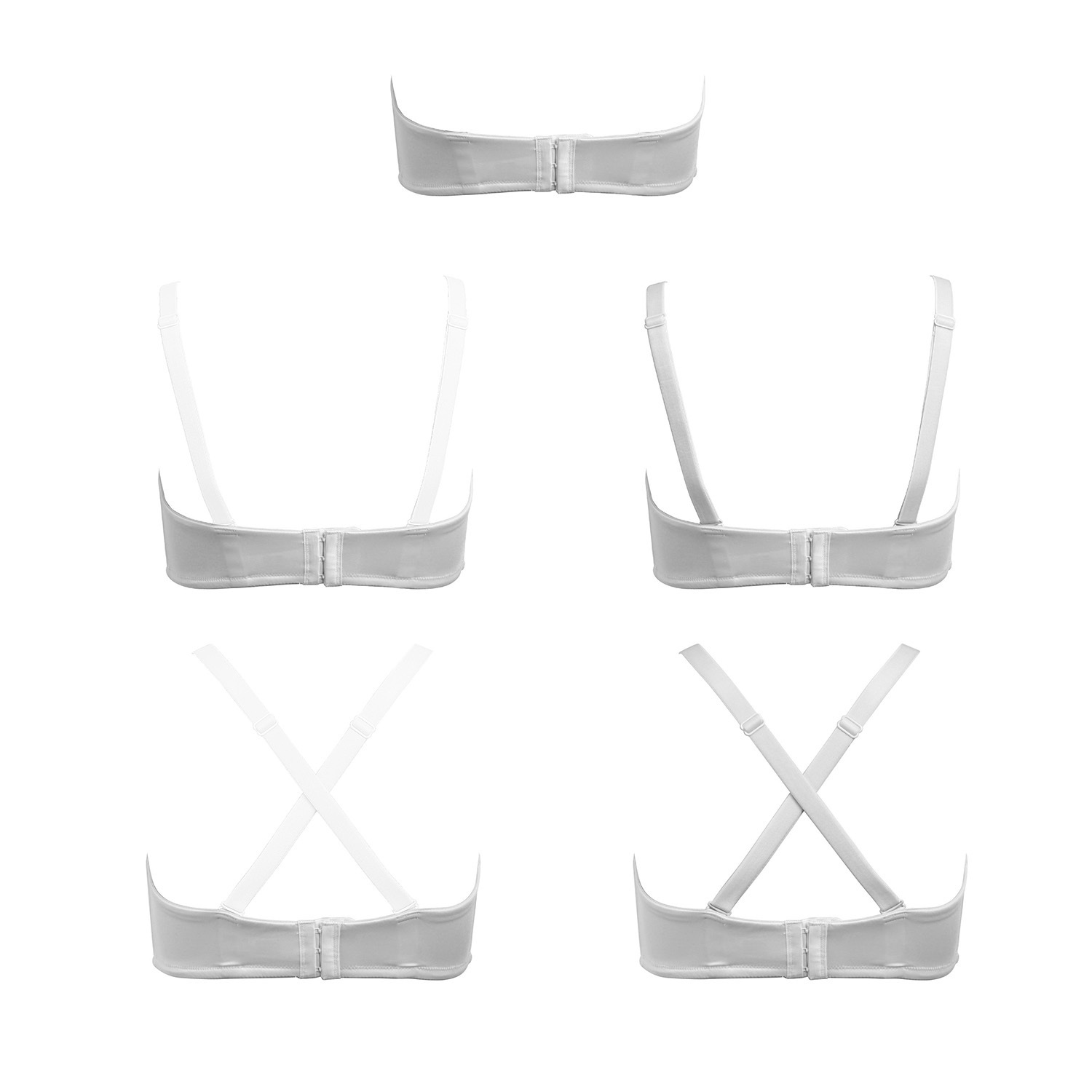 New White Soft Strapless Bras Adjusted Silicone Strength Quality Bra Padded Bone A B C D DD DDD E F G 32 34 36 38 40 42 44 46 48 201202
