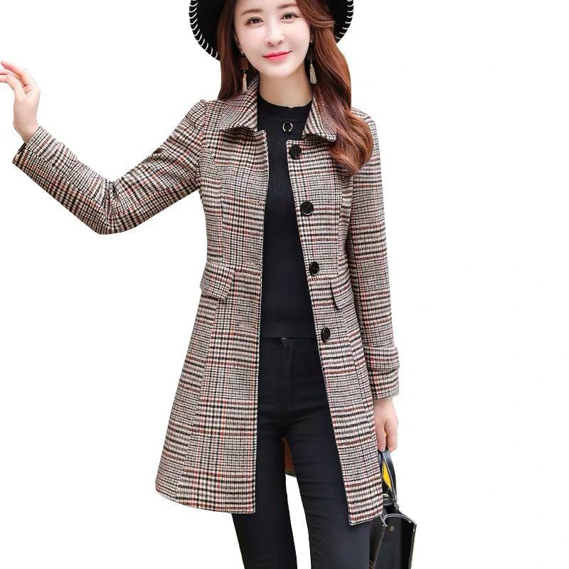 Spring Autumn Women's Mid-Long trench Coat Outwear Plaid Windbreaker Casual Female Clothes, Khaki
Spring Autumn Women's Mid-Long trench Coat Outwear Plaid Windbreaker Casual Female Clothes, Khaki
