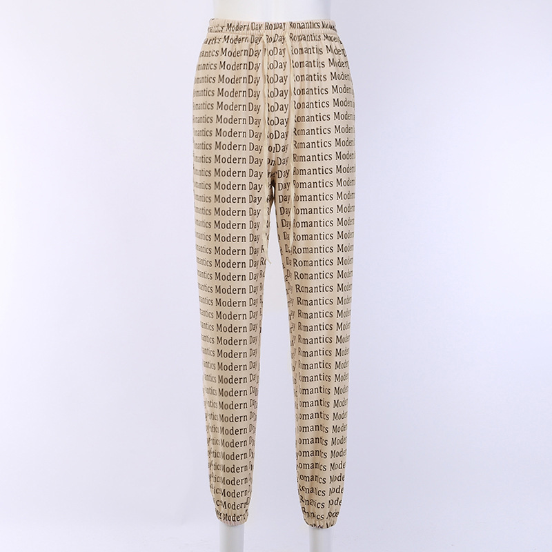 Women Letter Print Joggers Loose Casual Street Fashion Khaki Trousers Spring Autumn Harajuku Capris Femme Sweat Pants Sweatpant T200223