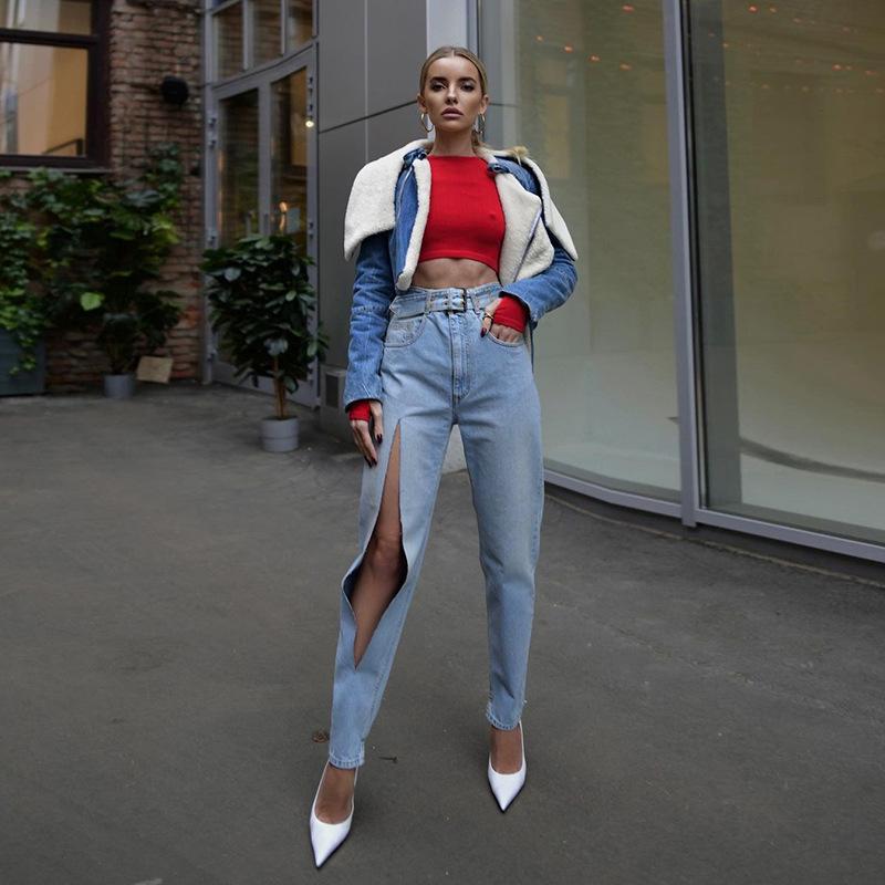 Women Street Style High Waist Pants Denim Pockets Cut Out Long Pants Ripped Denim Straight Jeans With Belt 2021 Fashion, Blue
Women Street Style High Waist Pants Denim Pockets Cut Out Long Pants Ripped Denim Straight Jeans With Belt 2021 Fashion, Blue