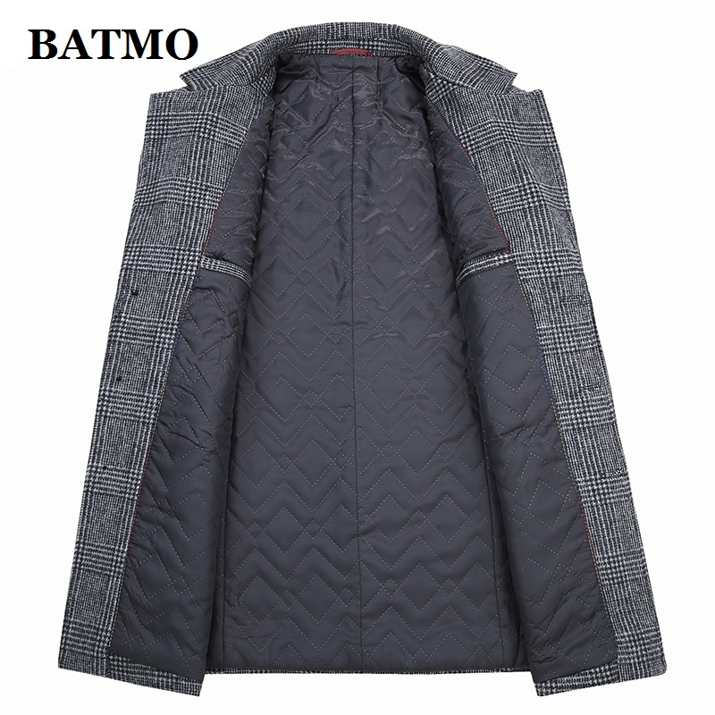 BATMO new arrival winter high quality wool plaid trench coat men,men's wool casual jackets,plus-size M-4XL 898 201222