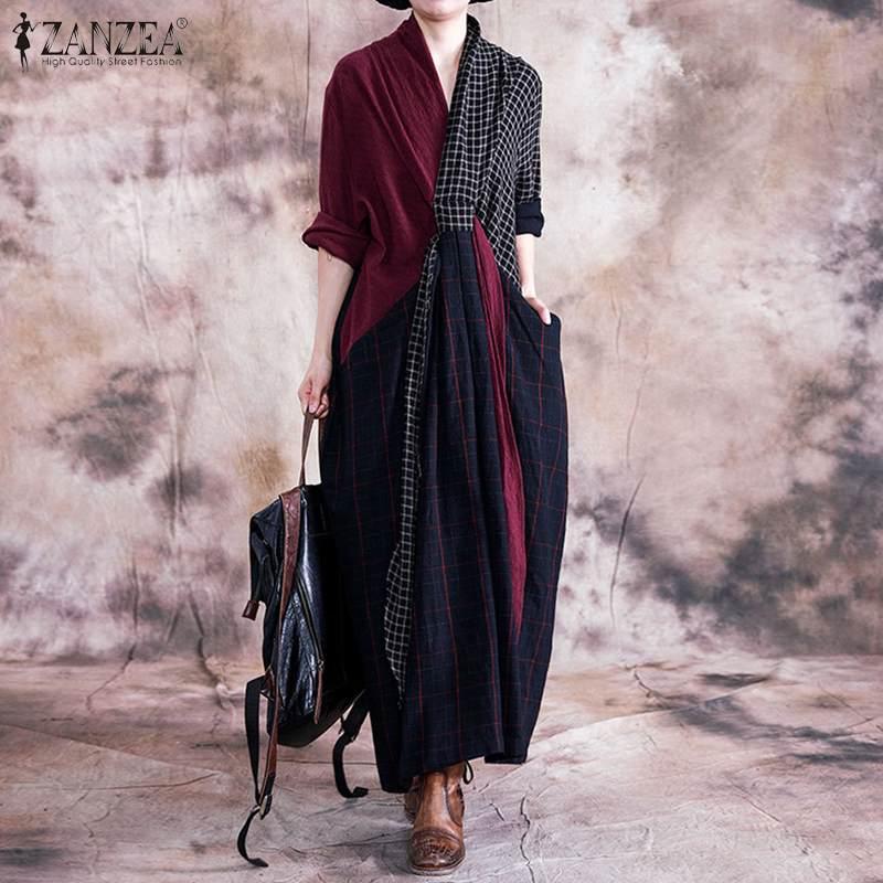 ZANZEA Vintage Women Plaid Checked Long Dress Autumn Pacthwork Maxi Sundress Retro Loose Party Vestido Kaftan Tunic Dresses 5XL, Black
ZANZEA Vintage Women Plaid Checked Long Dress Autumn Pacthwork Maxi Sundress Retro Loose Party Vestido Kaftan Tunic Dresses 5XL, Black