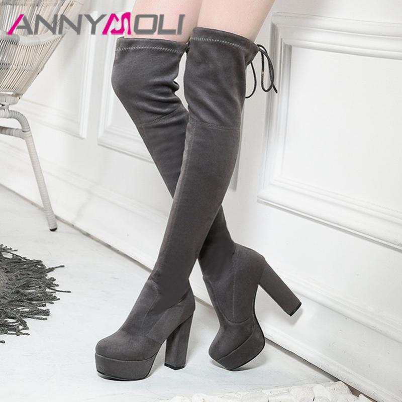 ANNYMOLI Over The Knee Boots Woman Super High Heel Long Boots Platform Block Heel Slim Stretch Shoes Female Thigh High 431, As picture
ANNYMOLI Over The Knee Boots Woman Super High Heel Long Boots Platform Block Heel Slim Stretch Shoes Female Thigh High 431, As picture