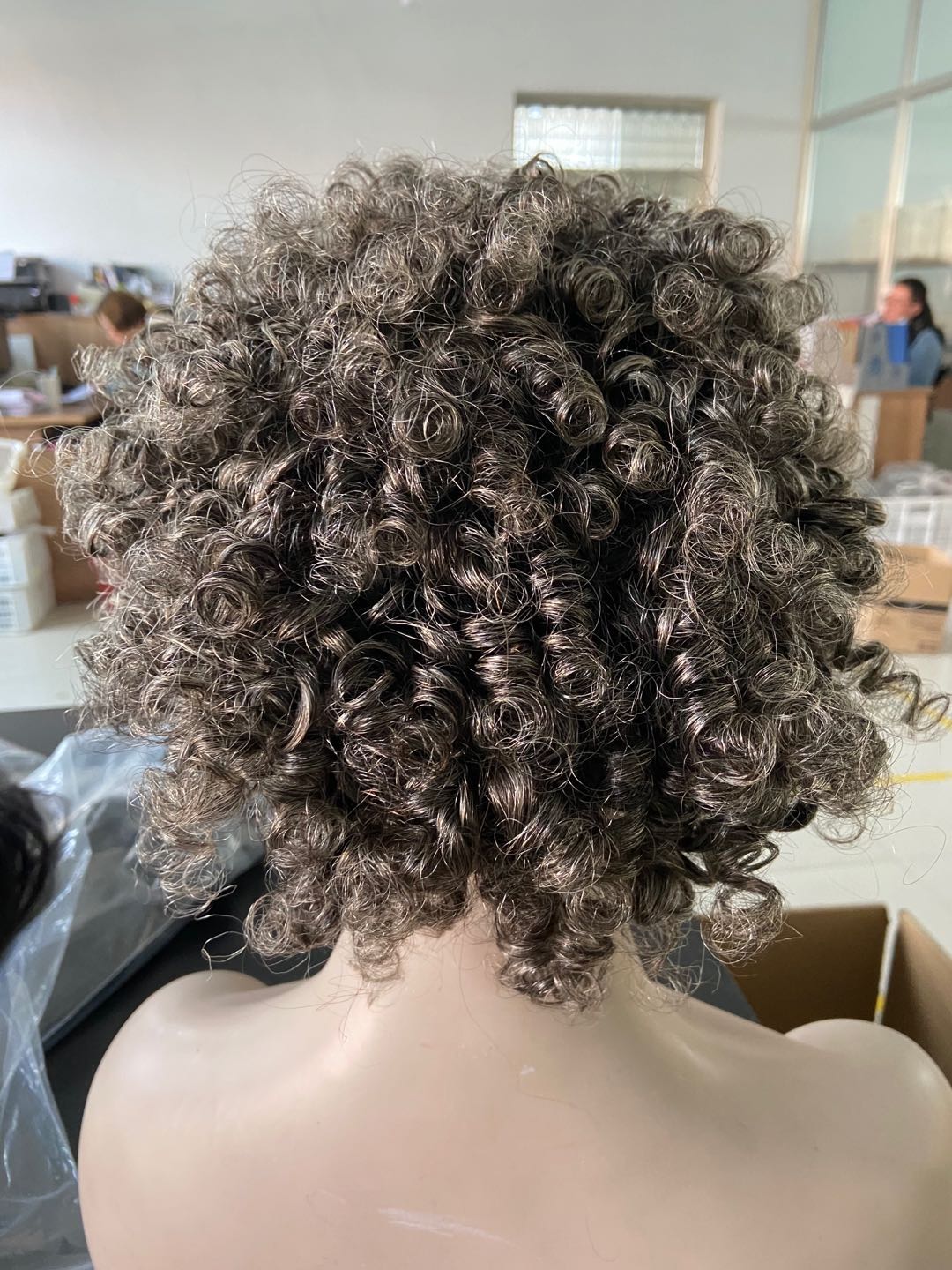 Hot grey afro kinky curly human hair wig salt and pepper two tone mixed cuticle aligned virgin human hair non lace front wig