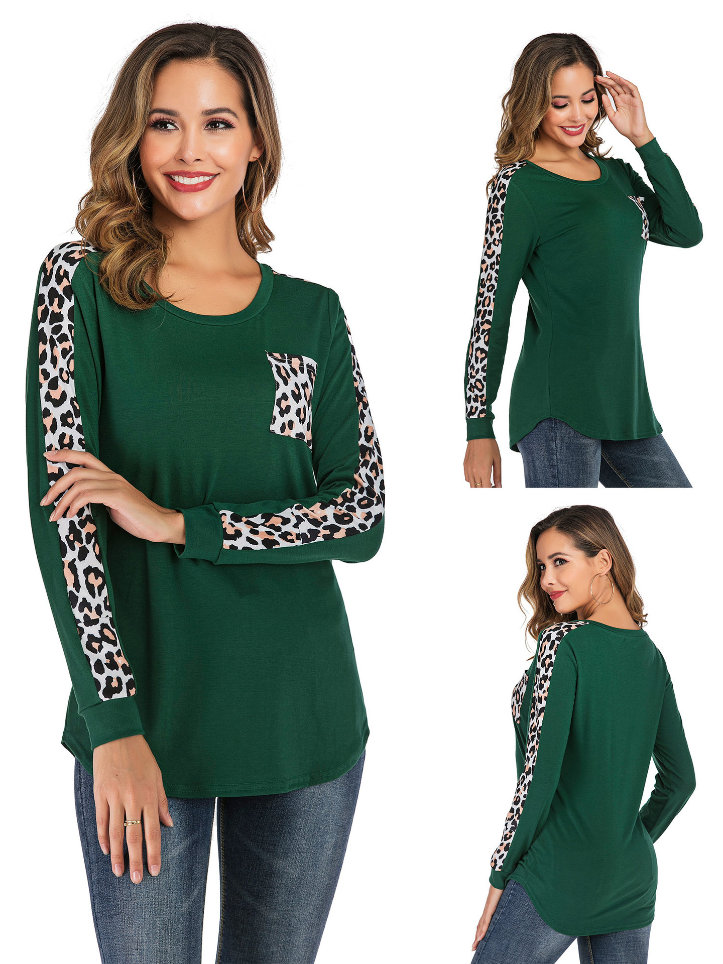 2020 Women' Spring autumn T-Shirt long Sleeves o-Neck Patchwork Leopard shirt Pocket Basic Female T-shirt crop top, 4#
2020 Women' Spring autumn T-Shirt long Sleeves o-Neck Patchwork Leopard shirt Pocket Basic Female T-shirt crop top, 4#