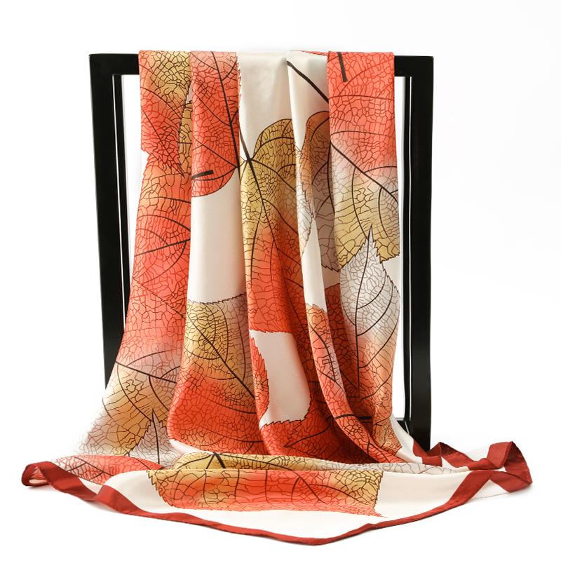 Scarves Silk Women Leaf Print Foulard Satin Square Head Hijab Scarf Ladies Shawls 90cm Bandana Female Muffler
Scarves Silk Women Leaf Print Foulard Satin Square Head Hijab Scarf Ladies Shawls 90cm Bandana Female Muffler