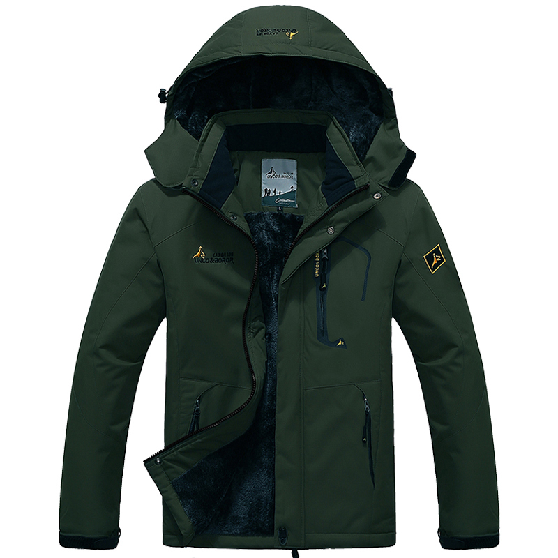 YIHUAHOO Winter Jacket Men 5XL 6XL Thick Warm Parka Coat Waterproof Mountain Jacket Pockets Hooded Fleece Windbreaker Jacket Men T200102