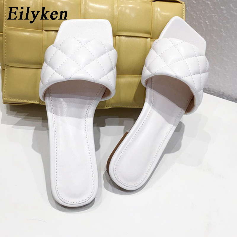 Eilyken 2020 Newest High Quality Women Slides Square Toe Flat Slippers Summer Outdoor Beach Non-Slip Casual Sandals Female Shoes LJ200903