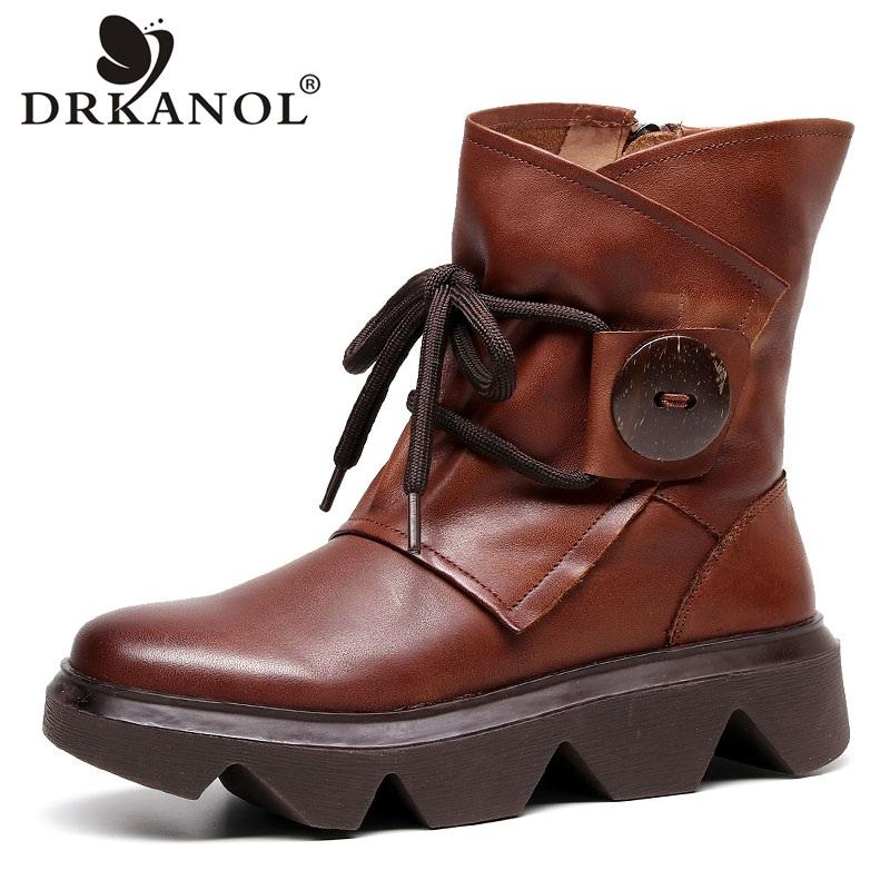 DRKANOL New Autumn Women Genuine Leather Boots Low Wedges Heel Platform Casual Boots Women Handmade Vintage Mid-calf Femme, Black
DRKANOL New Autumn Women Genuine Leather Boots Low Wedges Heel Platform Casual Boots Women Handmade Vintage Mid-calf Femme, Black
