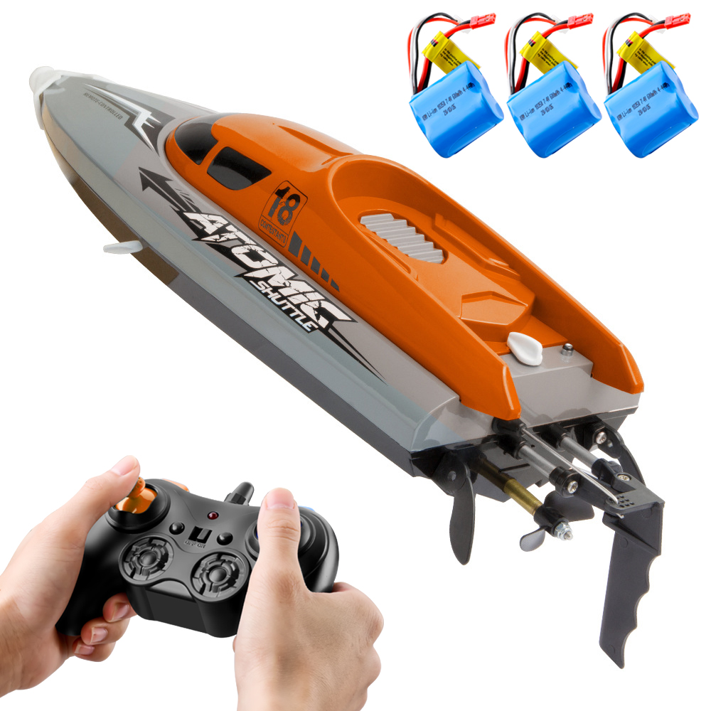 30KM/H High Speed Racing RC Boat with 370 Motor IPV7 Waterproof 2.4GHz 4 Channel Remote Control Boat Toys for Kids Three Battery, Blue
30KM/H High Speed Racing RC Boat with 370 Motor IPV7 Waterproof 2.4GHz 4 Channel Remote Control Boat Toys for Kids Three Battery, Blue