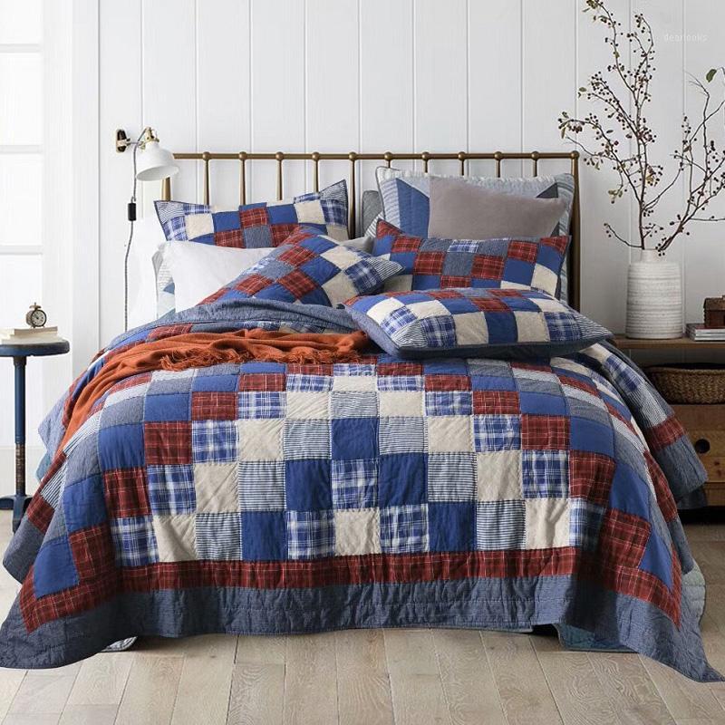 Handmade Patchwork Quilt Set 3PCS Lattice Cotton Bedspreads Quilted Bedding Quilts Bed Covers Size American Style Coverlets1, Blue
Handmade Patchwork Quilt Set 3PCS Lattice Cotton Bedspreads Quilted Bedding Quilts Bed Covers Size American Style Coverlets1, Blue