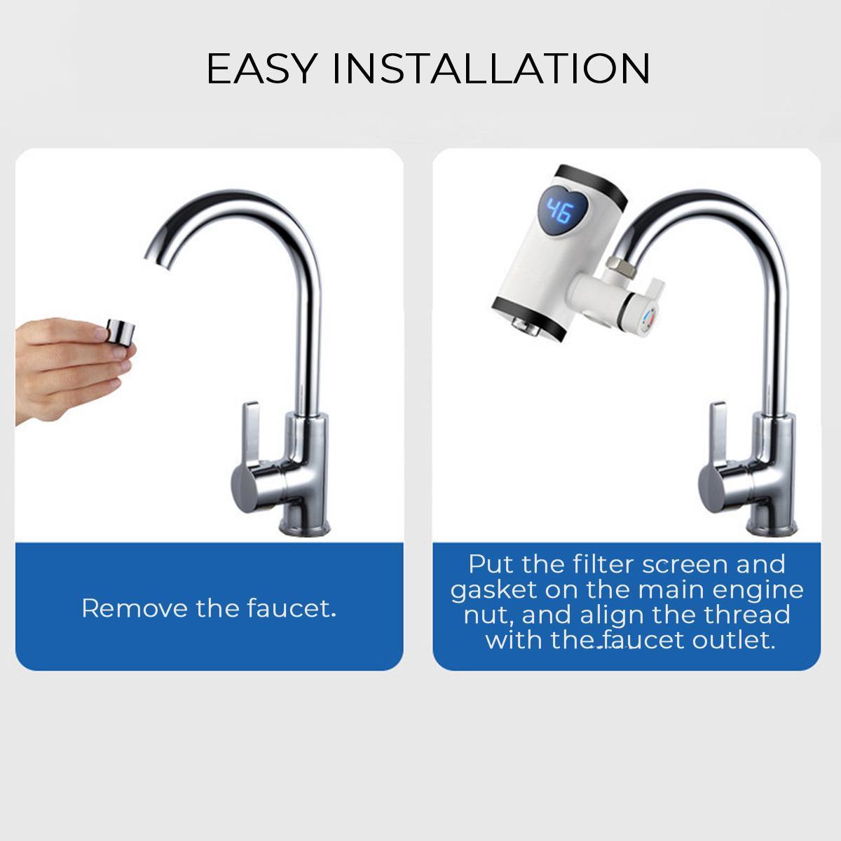 3000W Kitchen Faucet Electric Faucet Water Heater Instant Hot Water Digital LCD DisplayElectric Tankless Fast Heating Water Tap T200424