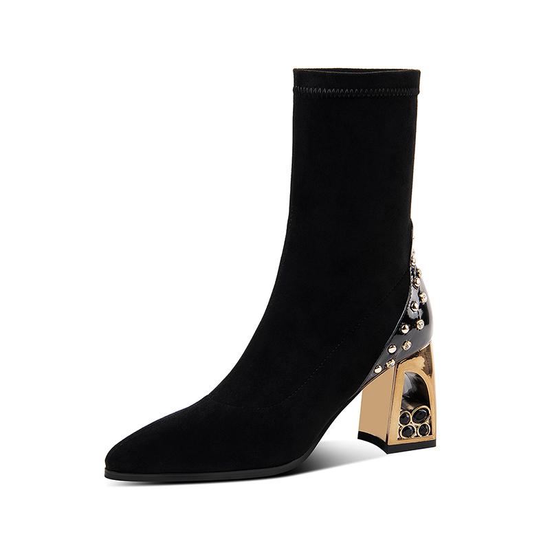 Concise Pointed Toe Mid-Calf Boots New Arrival Cow Suede Leather Thick High Heels Pumps Winter Party Working Shoes Woman, Black
Concise Pointed Toe Mid-Calf Boots New Arrival Cow Suede Leather Thick High Heels Pumps Winter Party Working Shoes Woman, Black