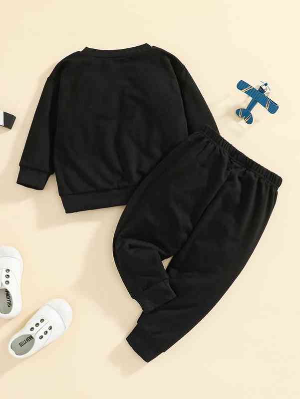 Baby Letter & Spaceman Print Sweatshirt & Sweatpants SHE