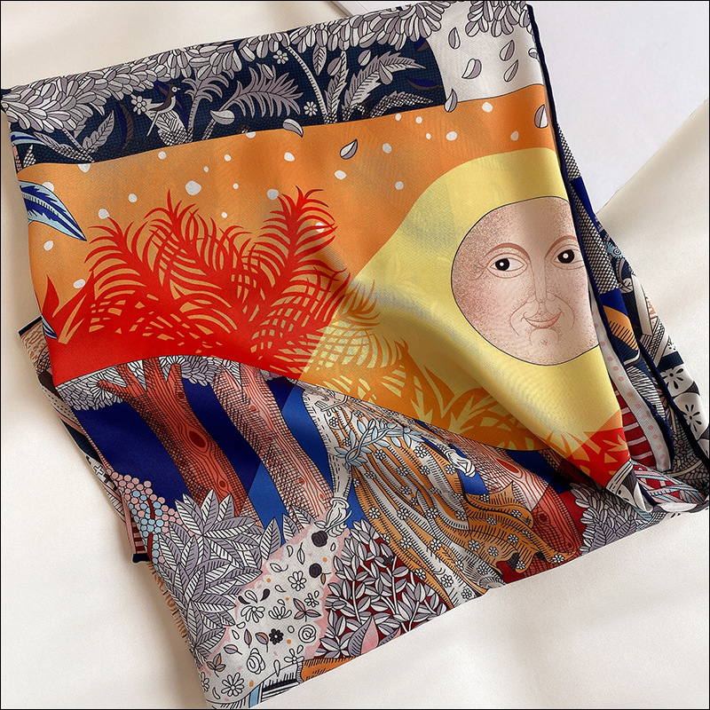 Foulard Satin Scarf Female Silk Head Scarves For Ladies Hand Rolled Scarf 90 Foulard Luxe Curling "A Midsummer Night's Dream