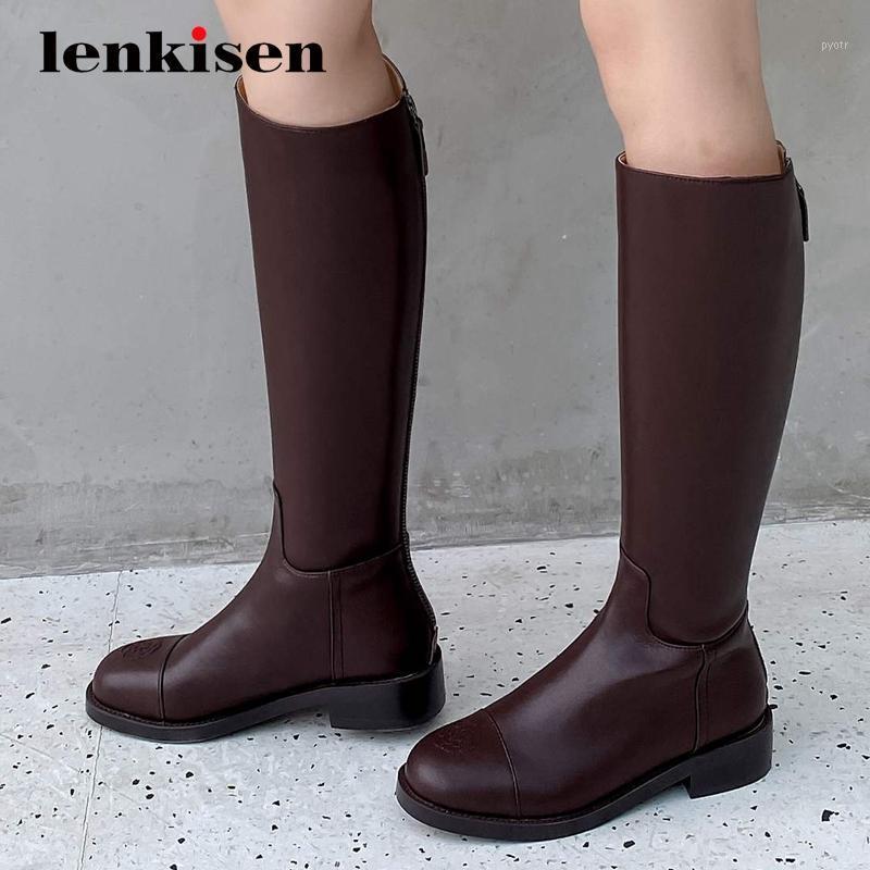 Lenkisen new equestrian boots genuine leather flower classic colors round toe thick med heel zipper gorgeous knee high boots L151, Black
Lenkisen new equestrian boots genuine leather flower classic colors round toe thick med heel zipper gorgeous knee high boots L151, Black