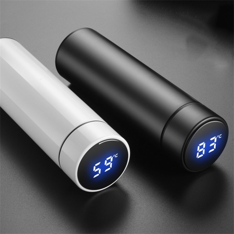 500ml Keep Water Bottle Thermal Thermos Temperature Display Vacuum Insulated Cup Stainless Steel Travel Coffee Mug Thermos Flask 201204