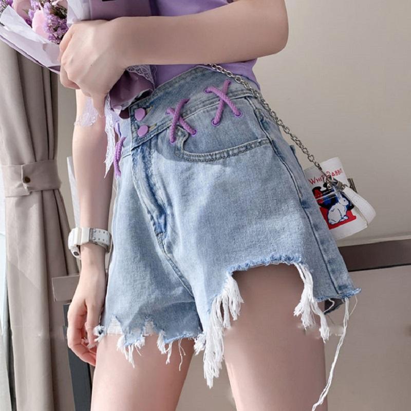 Ripped denim shorts female Korean ins preppy style kawaii casual loose high waist streetwear summer new Harajuku ulzzang shorts, Blue
Ripped denim shorts female Korean ins preppy style kawaii casual loose high waist streetwear summer new Harajuku ulzzang shorts, Blue