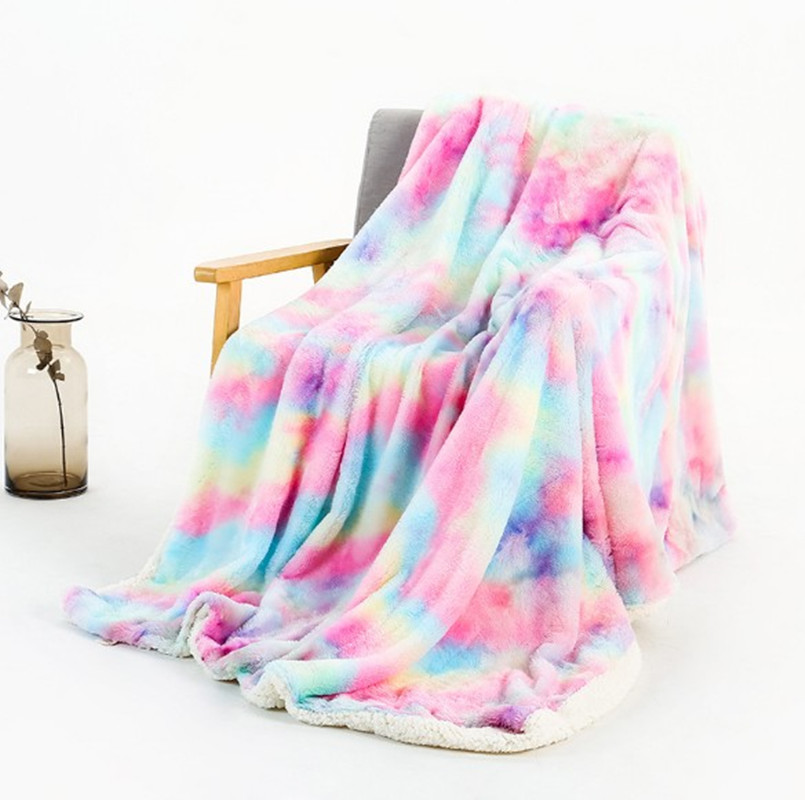 New Arrival rainbow Blanket Warm Elegant Cozy With Fluffy Sherpa Throw Blanket Bed Sofa Blankets free shipping