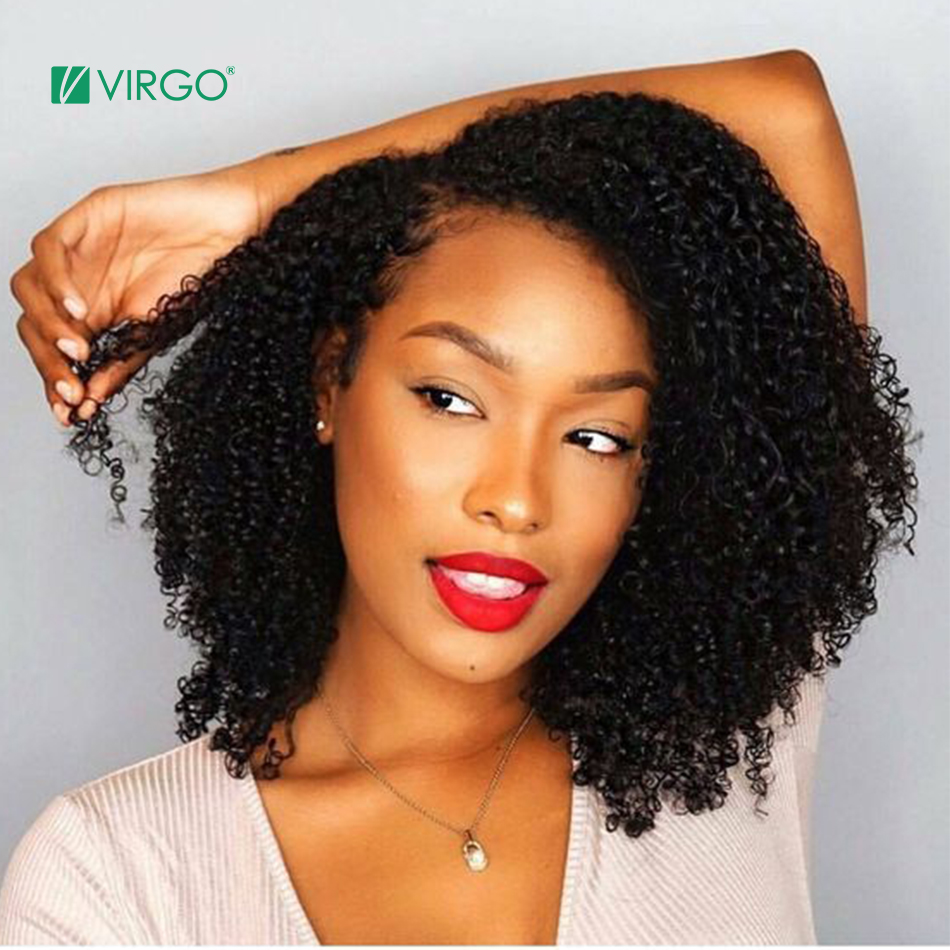 New short Afro Kinky Curly Wig For Black Women synthetic Heat Resistant Remy lace front Wig natural hairline