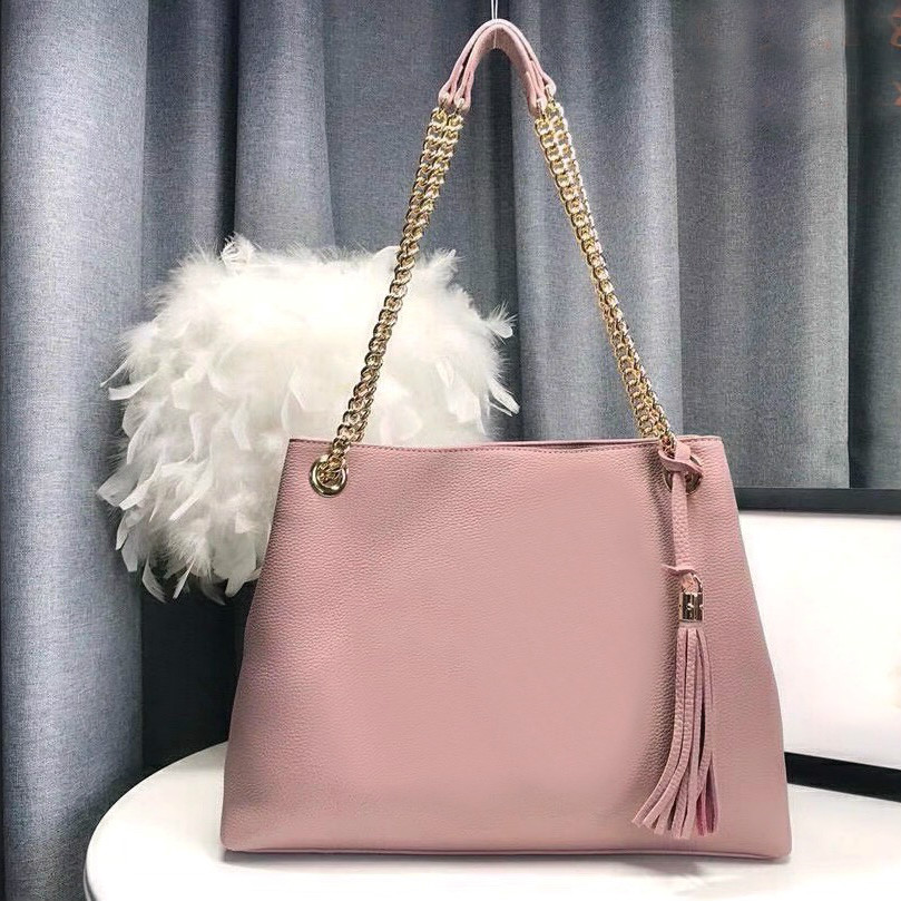 Wholesale Genuine leather shopping bag chain shoulder bag for women fashion tote bags lady chains handbag leather chain purse messenger bag