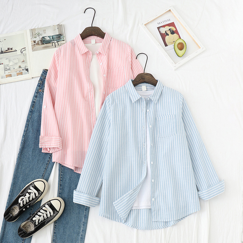 GOPLUS Women's Blouse Office Lady Striped Shirts Plus Size Korean Womens Tops and Blouses Bluzeczki Damskie Camisas Mujer C9754 201125