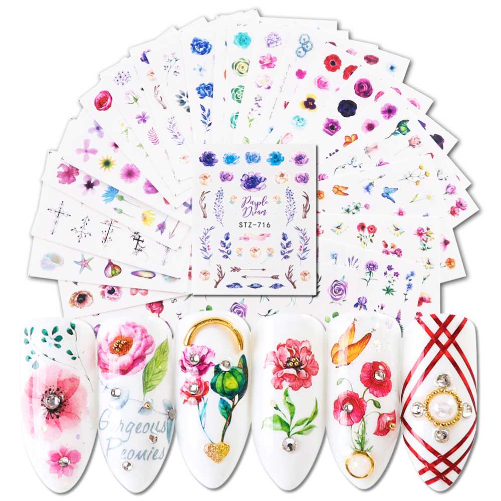 1pcs Flower Butterfly Nail Stickers Adheisive Slider Leaf Colorful Nail Decals Charms Watermark Transfer Tattoo Tip JISTZ707-730, Stz716
1pcs Flower Butterfly Nail Stickers Adheisive Slider Leaf Colorful Nail Decals Charms Watermark Transfer Tattoo Tip JISTZ707-730, Stz716