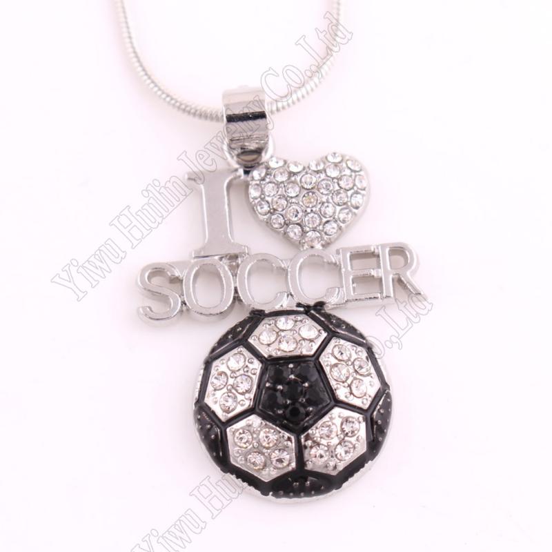 Best-selling rhodium plated zinc studded with crystals I LOVE SOCCER pendant necklace
Best-selling rhodium plated zinc studded with crystals I LOVE SOCCER pendant necklace
