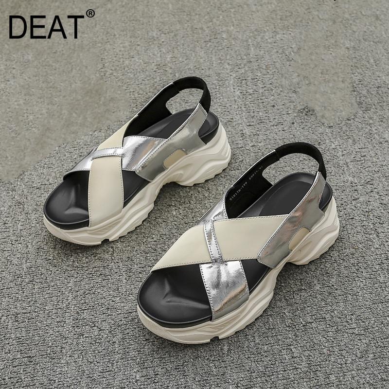 DEAT 20220 New Spring Autumn Fashion Leather Open Toe High Heel Beach Roman Muffin Thick Bottom Sandals Shoes Women SE807, Silver
DEAT 20220 New Spring Autumn Fashion Leather Open Toe High Heel Beach Roman Muffin Thick Bottom Sandals Shoes Women SE807, Silver