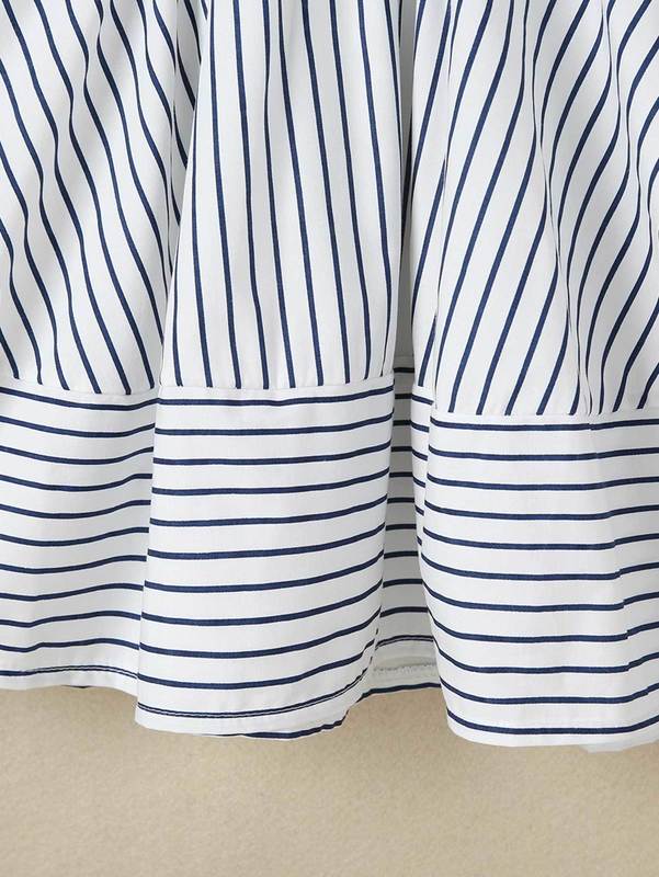 Girls Half Button Striped A-line Dress SHE
