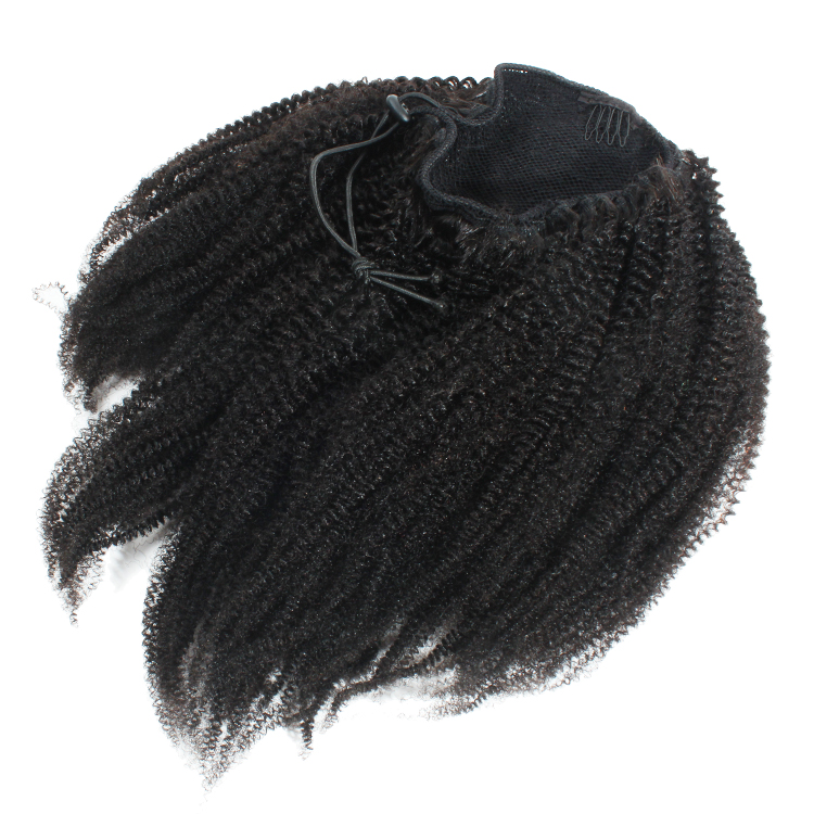 Afro Kinky Curly Drawstring Ponytail for Black Women Raw Indian Human Hair 4C curly Kinky Clip in Ponytail Extensions 100g