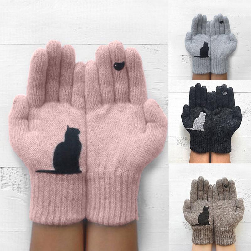 Women Woolen Gloves Autumn And Winter Outdoor Warm Gloves Cute Cat Printing Unisex Simple Full Finger Oc6, Blue;gray
Women Woolen Gloves Autumn And Winter Outdoor Warm Gloves Cute Cat Printing Unisex Simple Full Finger Oc6, Blue;gray