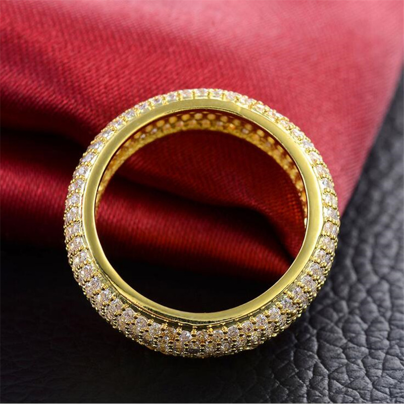 2021 New Arrival Sparkling Hip Hop Luxury Jewelry 925 Sterling Silver&Gold Fill Pave 6 Rows White Sapphire CZ Diamond Gemstones Wedding Ring