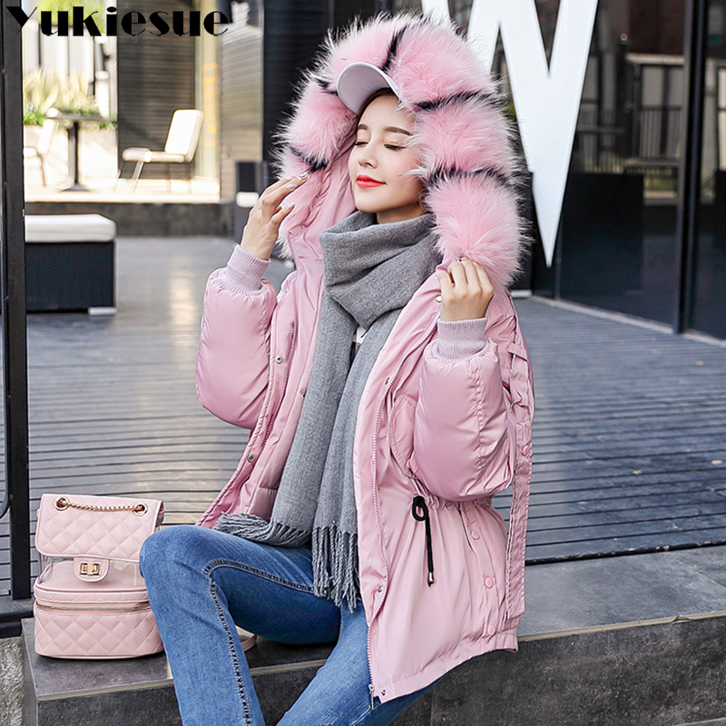 winter jacket women parka winter warm plus thick Big faux fur collar hooded coat female Plus size XXXL Women's down jacket 201019