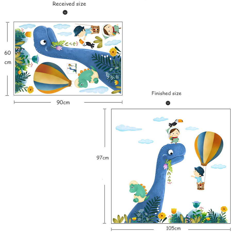 Cartoon Large Dinosaur Wall Stickers For Kids Rooms Home Decor Baby Room Nursery Animal Wall Decal Vinyl Art Poster LJ201128
