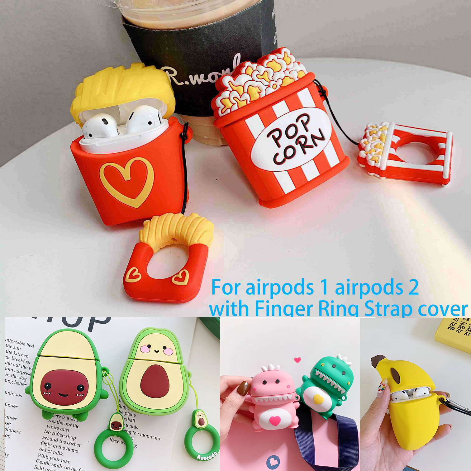 AirPods 2 silicone cover AirPods cover, cute cartoon French fries/dinosaur/baby/avocado protective cover, suitable for AirPods 2
AirPods 2 silicone cover AirPods cover, cute cartoon French fries/dinosaur/baby/avocado protective cover, suitable for AirPods 2